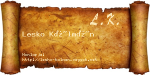 Lesko Kálmán névjegykártya